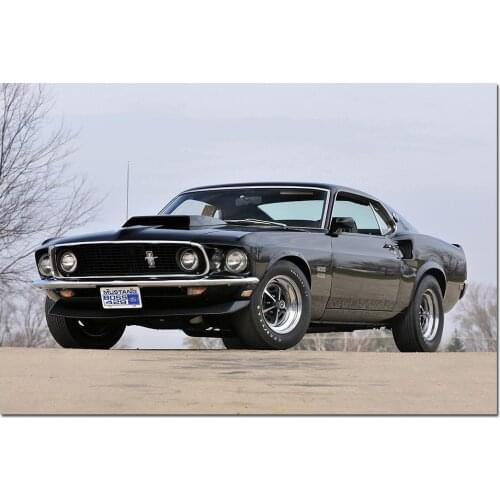 Boss 429 Mustang Classic Muscle Car Vehicle Poster Print for Home Decor Wall Art Picture For Living Room Decor Canvas Painting