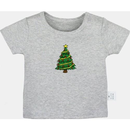 Christmas Tree Design Newborn Baby T-shirts Merry Christmas Gift Bear Socks Printing Graphic Solid Color Short Sleeve Tee Tops