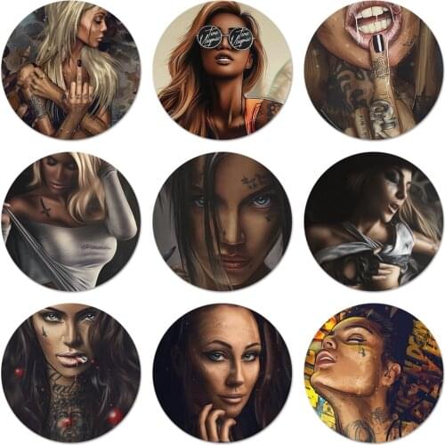 Sexy Sleeve Tattoo Girl Case cool Xi Icons Pins Badge Decoration Brooches Metal Badges For Backpack Decoration