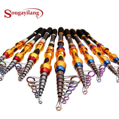 Sougayilang Telescopic Fishing Rod 1.8-3.6M 99% Carbon Travel Spinning Portable Fishing Rod Poles Fish Tools Tackle De Pesca