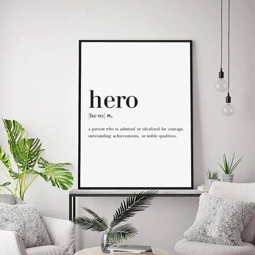Hero Definition Print Modern Wall Art Canvas Painting Minimalist Poster Wall Picture for Living Room Home Decor Hero Gift