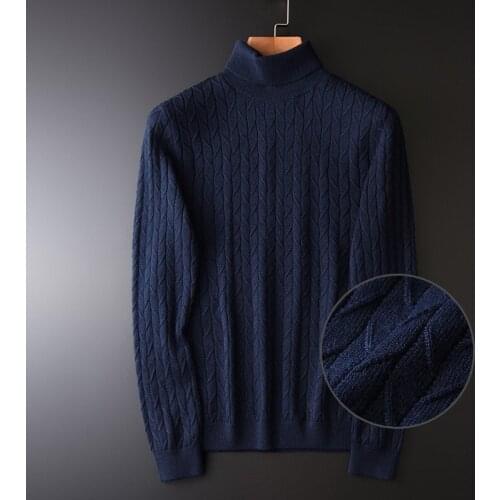 Turtleneck Men Luxury 3d Jacquard Wool Thick Mens Sweaters Plus Size 4xl Slim Fit Solid Color Sweater Male