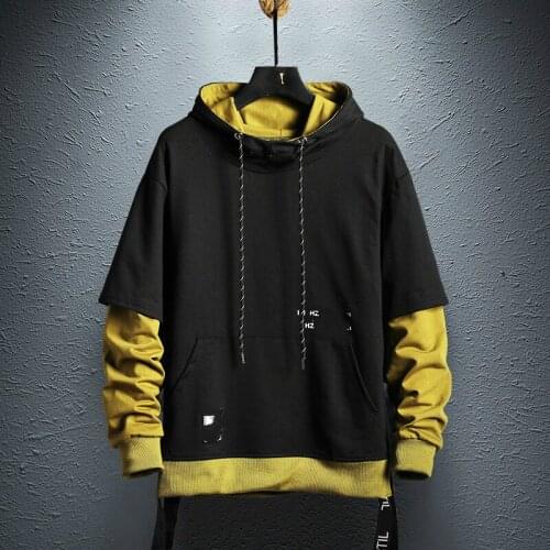 Hoodie Sweatshirt Mens Hip Hop Pullover Hoodies Streetwear Casual Fashion Clothes Colorblock Cotton Mens Clothing Patchwork