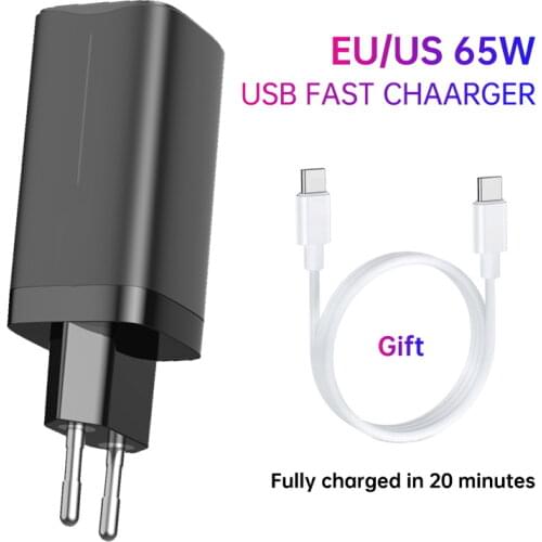 Baseus 65W GaN Charger Quick Charge 4.0 3.0 Type C PD USB Charger with QC 4.0 3.0 Portable Fast Charger For Laptop iPhone 12 Pro