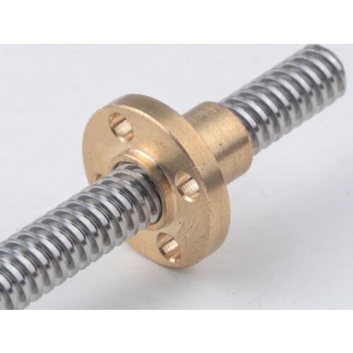 2pcs/lot 3d printer parts T5 lead screw length 100 150 200 250 300 350 mm lead 2mm SS trapezoidal screw with brass nylon nut