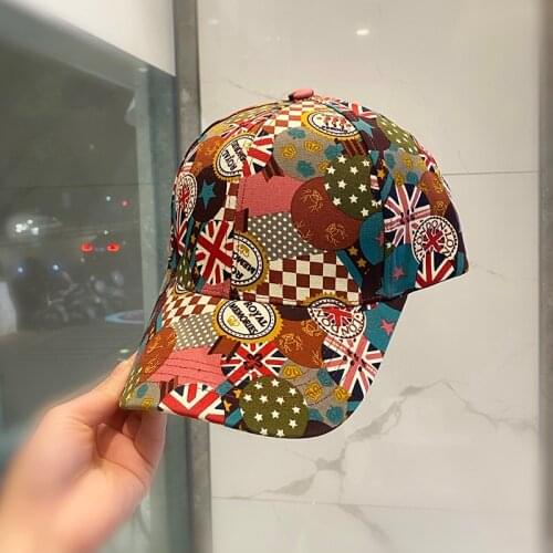 Womens Baseball Sun Hat Korean Casual Wild Graffiti Letter Cap Youth Color Pattern Outdoor Street Mens Hip-hop Hats