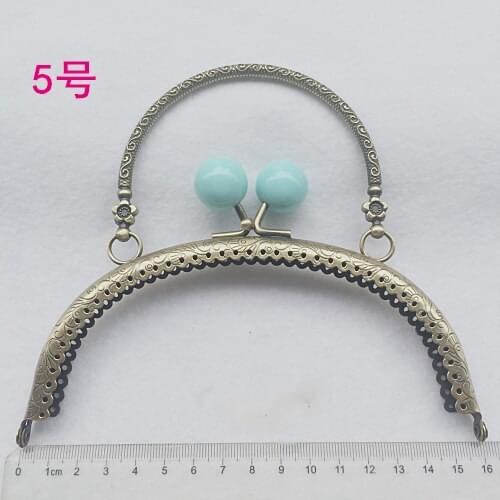 Vintage bronze color female beautiful DIY metal purse frame with handle colorful round buckle decoration bag clasp hardware