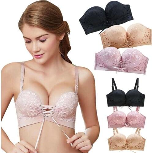 2020 Women Bras Sexy Casual Ladies Seamless Push up Front Closure Adjustable Strap Lace Pink Black Khaki Underwear