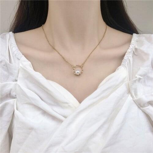 New Beads Womens Neck Chain Kpop Pearl Choker Necklace Gold Color Goth Chocker Jewelry On The Neck Pendant For Girl Jewelry