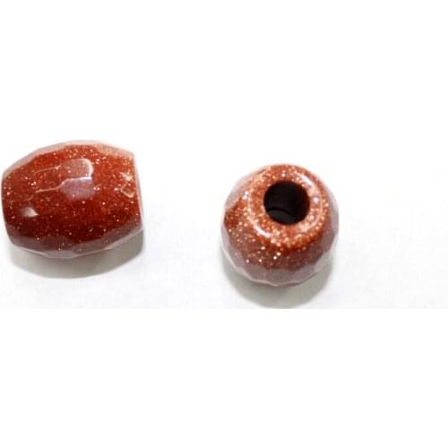 12pcs 15*18MM Natural Gold sand stone Faceted Large Hole Beads Making DIY Bracelet Necklace Loose Beads Jewelry Accessories