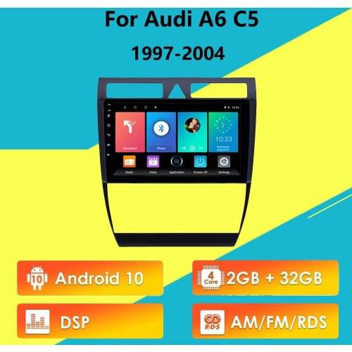 2 Din 9" Android 10 AM FM RDS DSP Car Radio Multimedia Player WIFI GPS for Audi A6 C5 1997-2004 S6 2 1999-2004 RS6 1 2002-2006