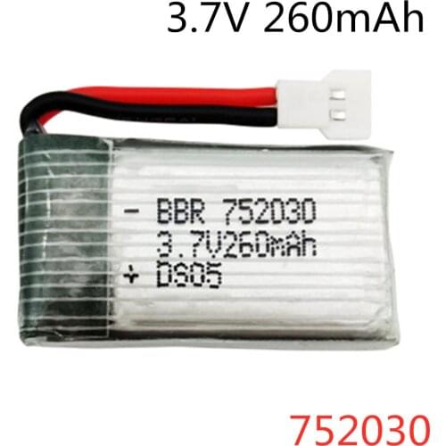 2pcs 752030 Li-po Battery 3.7V 260mAh For H8 Mini Eachine H48 H8 3D RC Quadcopter Accessory Drone Toy Spare Parts High Quality