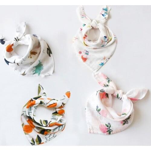 2pcs/lot Muslin Bamboo Cotton Baby Burp Cloth Soft Print scarf Multifunction Bibs Burp Cloths Towel accessories 60*60cm