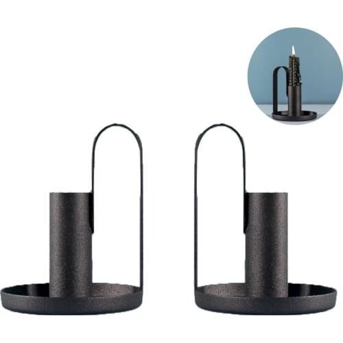 2pcs Candle Holder Fashion Black Metal Candlestick Wedding Candle Stand Exquisite Candlestick Candelabra Table Home Decor