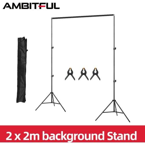 2x2m 6.5ft*6.5ft Backdrop Background Frame Light Stand + 3pcs Clip + Carry Bag Backgrounds Stand Studio Kit