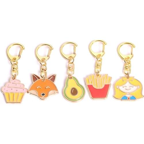 4Pcs Stylish Fox Girl Chips Pendant Key Ring Key Holder Bag Hanging Ornament
