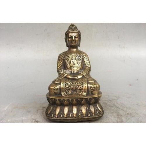 7'' bronze copper carved buddhism Amitabha Sakyamuni tathagata Buddha statue