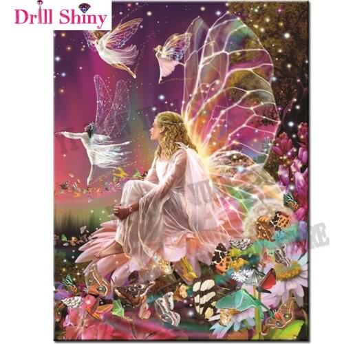 DIY 100% Full 5D Diy Diamond Painting Cross-switch Wings Elf arts wall sticker Full Square Rhinestones Painting Embroidery decor