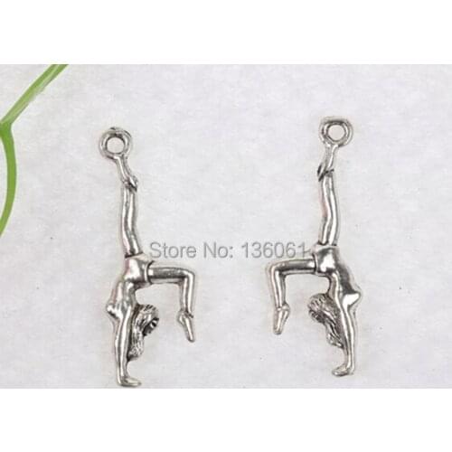 Antiqued Silver Gymnasts Girl Charms Pendant For Jewelry Making Findings Bracelets Crafts Handmade Accessories Gifts 10PCS A121