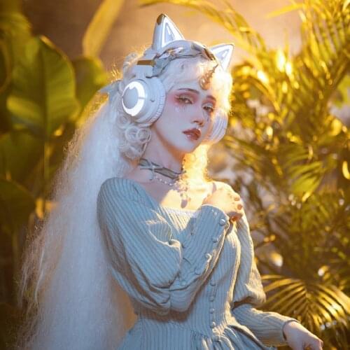 YOWU 3G Cute Cat Wireless Headphones APP control RGB lights High quality Cat Casco Girl cute cat ear headset For Computer Gaming