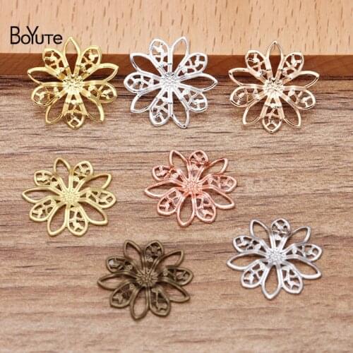 BoYuTe (100 Pieces/Lot) 19MM Metal Brass Stamping Filigree Flower Findings Diy Hand Made Jewelry Materials