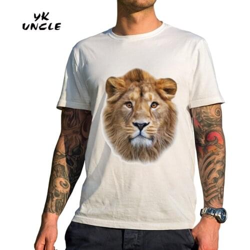 YK UNCLE Brand 2016 Fashion Newest Mens Short Sleeve Lion Head Printed T-shirt Funny Tee Shirts Hipster O-neck Cool Tops S-XXXL