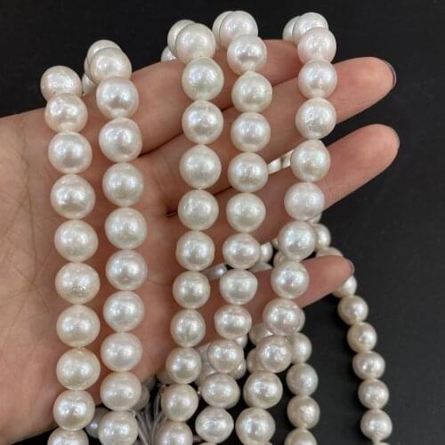 Natural Freshwater Pearl Beads Round Baroque Pearls 10-12mm 14'' for DIY Women Elegant Necklace Bracelet Earrings Jewelry Making