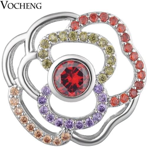 CZ Stone Luxury Vocheng Ginger Snap Button Interchangeable Rose Flower 4 Colors 18mm Brass Material Vn-1635