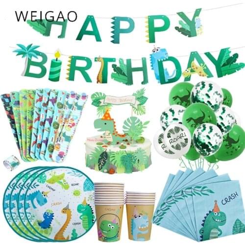 Dinosaur Clap Circle Toys Cake Decoration Tableware Jungle Safari Birthday Party Baby Shower Dino Party 1st Boy Roar Favor Gift