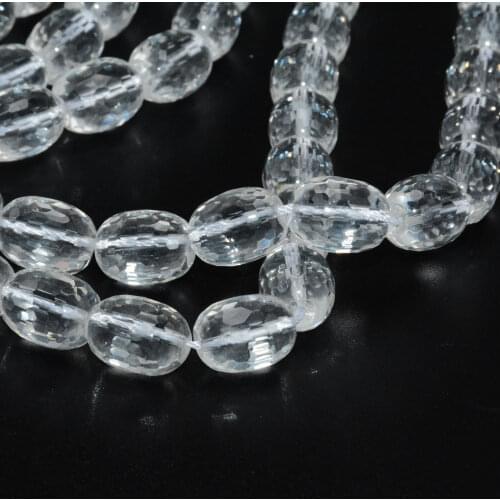 Natural Clean Quartz Faceted Drum Beads 10x14mm