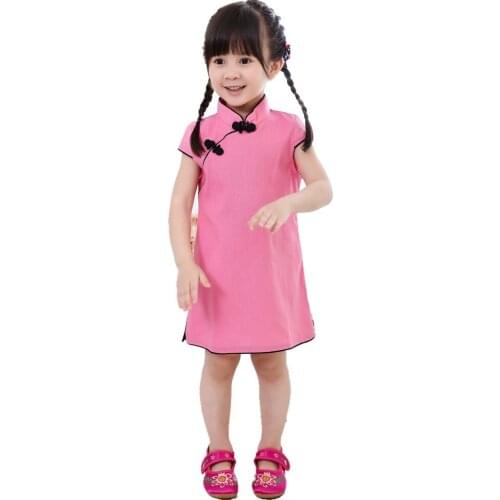 Cotton Children Chinese dress cheongsam baby girls festival clothes summer QIPAO chi-pao Traditional dresses