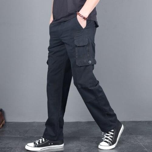 Wear-resistant Multi-pocket Cargo Pants Trousers Plus Size work overalls Jogger Super Loose Men Cotton Casual Pants