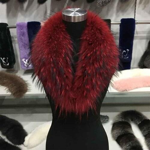 JKP 2020 New 100% Super Big Raccoon Fur Collar Scarf Scarves General Leather Grass Fur Collar Wholesale Factory Direct Sales