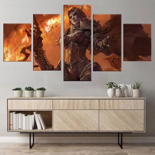 Sylvanas Windrunner WOW Game Poster Artwork Paintings World of Warcraft Games Art Canvas Paintings Wall Art Home Decor framed