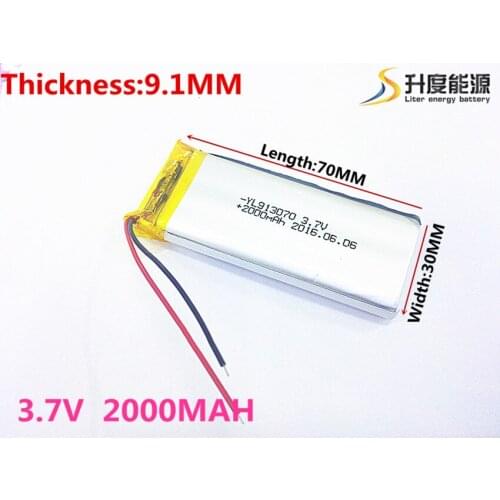 Li-po 3.7V,2000mAH [903070] [913070] PLIB (polymer lithium ion / Li-ion battery ) for Smart watch,GPS,mp3,mp4,cell phone,speaker