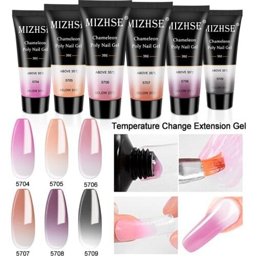 MIZHSE Thermal Poly Extension Nail Gel Polish 30ml Temperature Change Acrylic Poly Nail Gel Hybrid Varnish Polish For Manicure