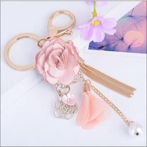 Fashion Creative Flower Tassel KeyChain Girls Bag Ornaments Car Exquisite Gift Birthday Gift Party Favors Brand New