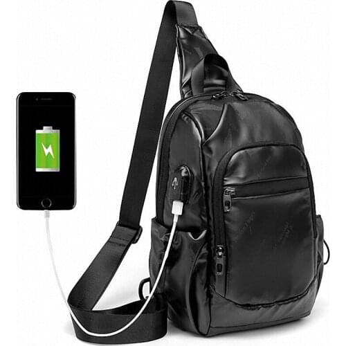 Mens Waterproof USB Oxford Crossbody Bag Anti-theft Shoulder Sling Bag Multifunction Short Travel Messenger Chest Pack For Male