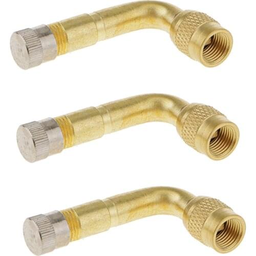 Pack of 3 90 Degree Angle Brass Car Motorcycle Scooter Bike Valve Stem Extender Extension Adaptor