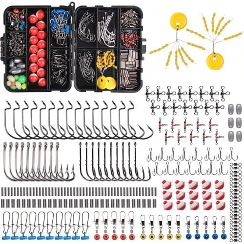 Fishing Accessories Tackle Kit With Fishing Hooks Swivel Snap Sinker Weight Fishing Beads 3 Way Swivel For Terminal Tackle Box