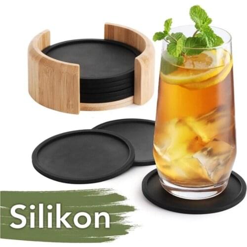 Non-slip Silicone Drinking Coaster Set Holder Cup Mat Pad Coaster Table Placemats Nonslip Coffeee Cup Mat Kitchen Accessories