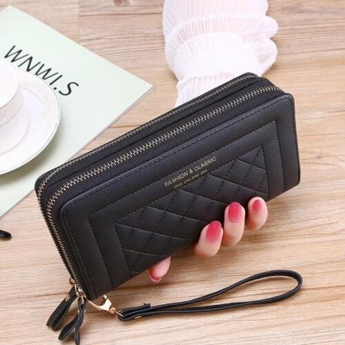New Luxurious Long Wallet For Women Fashion Leather Clutch Bag Credit Card Holder Zipper Purse For Cell Phone Bag Women Purse