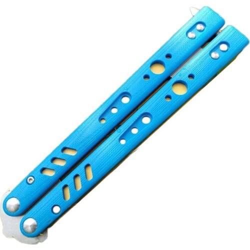 Theone BRS Rep Butterfly Knife Trainer Knife Blue G10+titanium Handle D2 Blade Bushing System Hunting Knifes EDC
