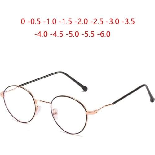 Blue Light Blocking Minus Lens Oval Nearsighted Glasses Women Rose Gold Frame Student Prescription Eyeglasses 0 -0.5 -1.0 To -6
