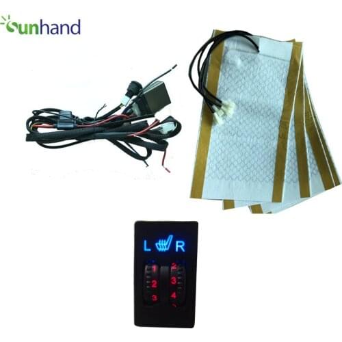 Wholesale Carbon fiber car seat heater with auto shut off car heater pad for 2 seats, Double wave wheel five-shift switch