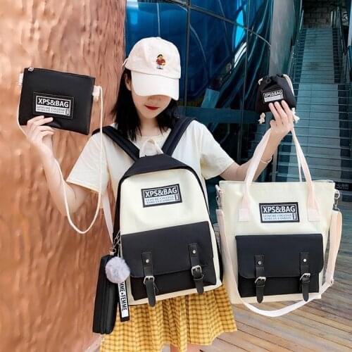 Casual Backpacks New Fashion Women Backpacks Set School Bag Cute Korean College Shoulder Bags For Teenage Girls Kids Book Bag
