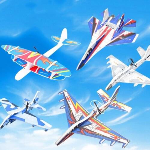 DIY Biplane Glider Foam Powered Flying Plane Rechargeable Toys Educational For Children Aircraft Science Model Electric V6H0