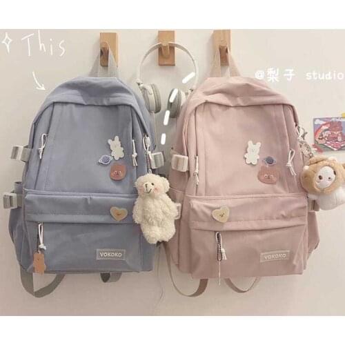 2021 New Kawaii Backpack School Bags students women Backbag Travel Daypacks Male Leisure Backpack pink lovely bags for kids