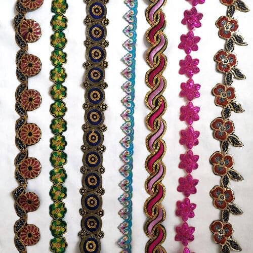 Hexagonal flower decoration embroidery applique sequins can be sewn colorful DIY clothing supplies fabric whole piece for sale