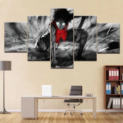 Modern Canvas Painting Modular Animation Poster 5 Pieces One Piece Wall Art Home Decor For Living Room Printed Pictures Artwork